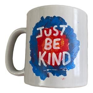 World Tableware Just Be Kind Hand Painted Coffee Mug 12 Oz Porcelain